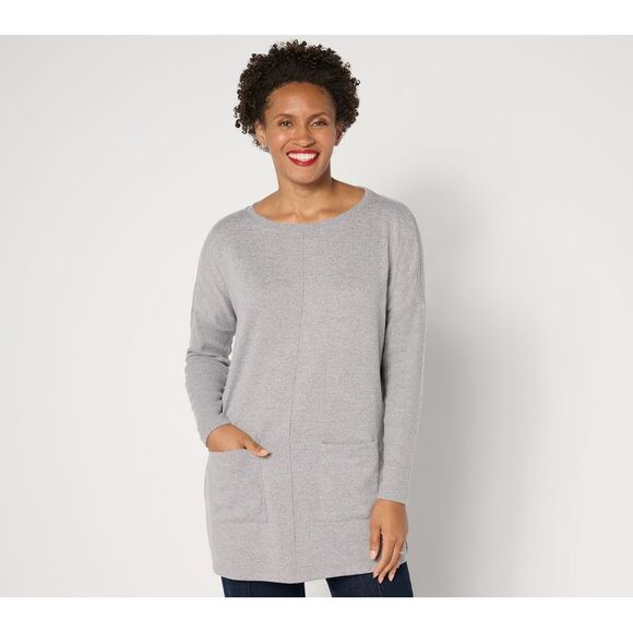 Denim & Co. Women's Top Sz XL Heavenly Jersey Regular Relaxed Fit Gray A630346 - Picture 1 of 4